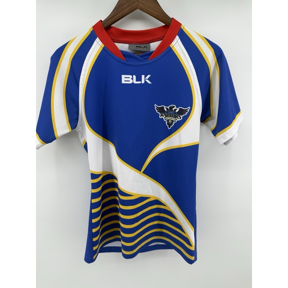 BLK Glendale Raptors Rugby Football Club Jersey Blue White Yellow Youth L12 #10